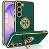 Чехол для Samsung Galaxy S26 Plus, Защитный Силиконовый Темно-Зеленый Противоударный с Вращающимся Кольцом