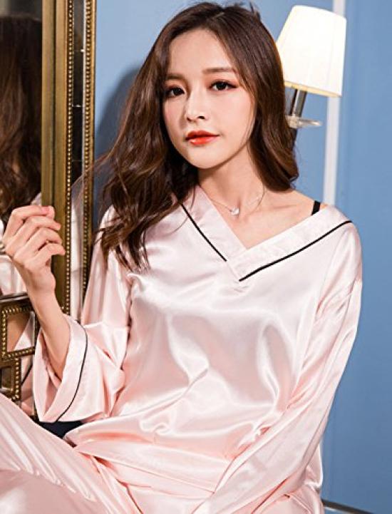 Пижамы Шелковые пижамы Шелковые пижамы Шелковые пижамы Пижамы женские Шелковые пижамы женские [Подарки Brilliance] женские женские (L, Розовый) PJ_2558