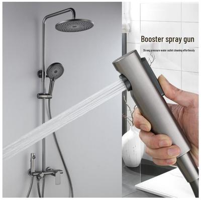 Полностью медный душевой набор для ванной цвета «оружейный серый» с функцией горячей и холодной воды