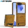 KEYSION Роскошный чехол из искусственной кожи с магнитным креплением для MagSafe для Samsung Galaxy Z Flip 6 5 4 3 5G с подставкой и беспроводной зарядкой