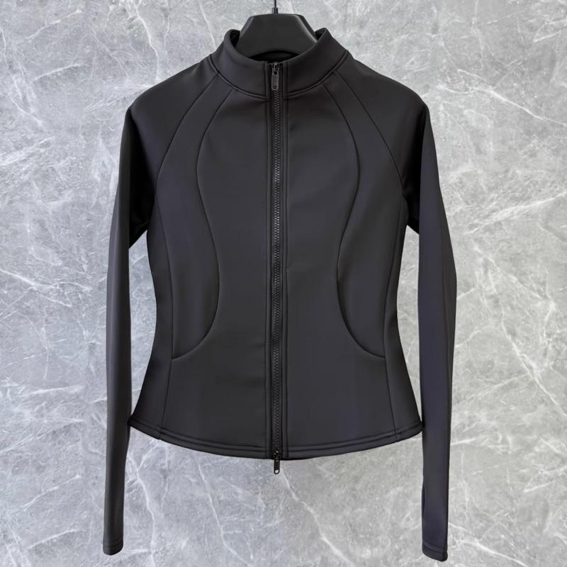 Sports slim fit integrated velvet versatile windproof warm top spring velvet thickened double zipper yoga jacket women