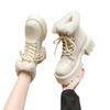 Motorcycle Boots Women Winter  Waterproof Warm  Plush Snow Boots Woman Lace-Up Platform Plush Ankle Botas