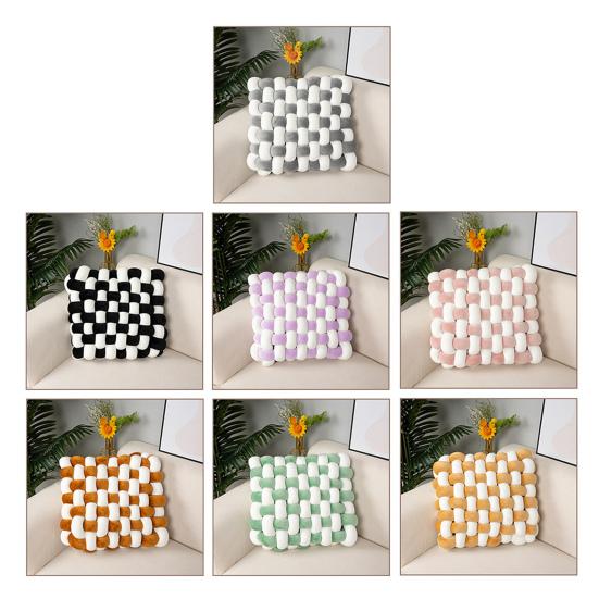 Завязанная квадратная подушка Мягкая подушка ПП Хлопковый наполнитель Дышащая, приятная для кожи, износостойкая, декоративная тканая подушка для домашнего офиса