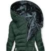 Winter Warm Women's Solid Color Long Sleeve Zipper Slim Fit Hooded Jacket