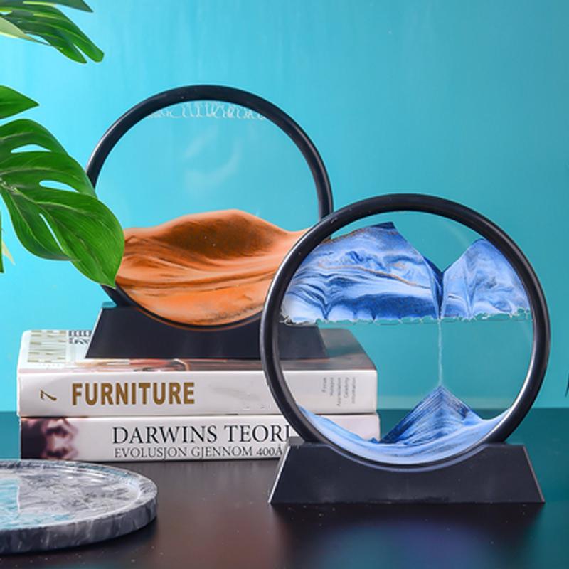 7-дюймовый зыбучий песок, вид на глубоководное море, художественная картина, песочные часы, 3D-динамический дисплей, движущаяся картина из песка, украшение для дома и офиса, подарки