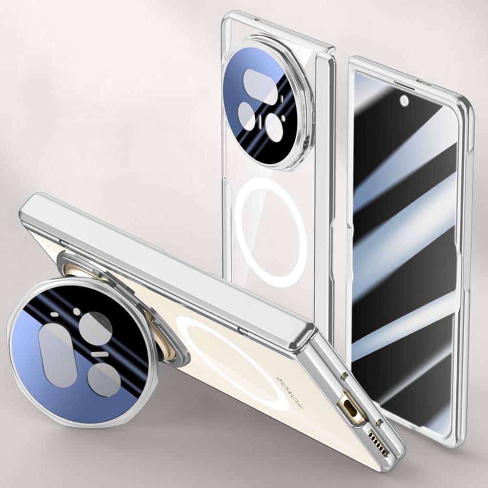 Для Honor Magic V5 5G Магнитный чехол PC+Акриловая накладка для телефона с защитной пленкой для экрана от шпионажа, подставка для объектива