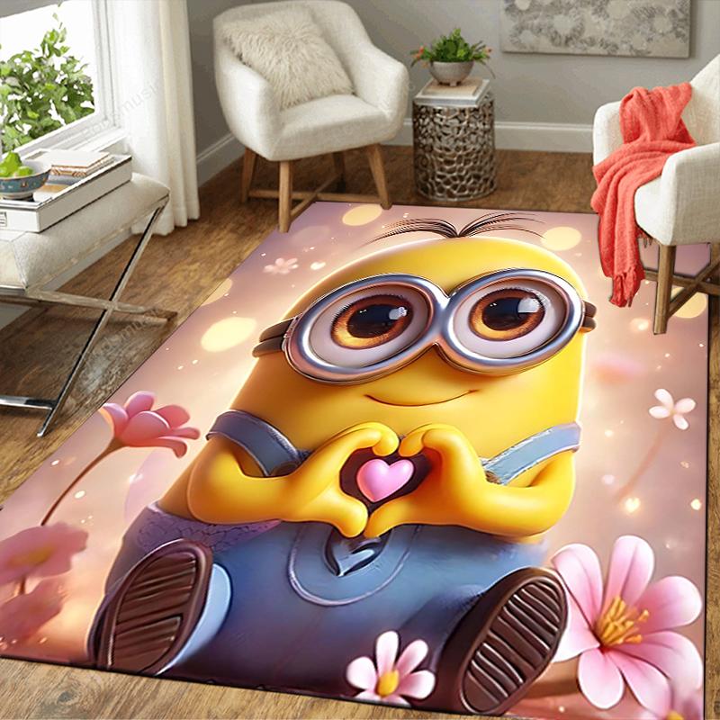 1Pc Christmas Minions Celebration Rug Office Carpet Indoor Outdoor Doormat Nonslip Soft And Comfortable Living Room Christmas Halloween Gift D91855