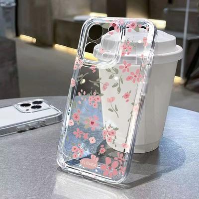Чехол для телефона iPhone 17 Pro Max 16 15 14 13 12 11 Mini XS X XR 15 16 Plus 17 Air Цветочный узор с ветками Прозрачный мягкий чехол