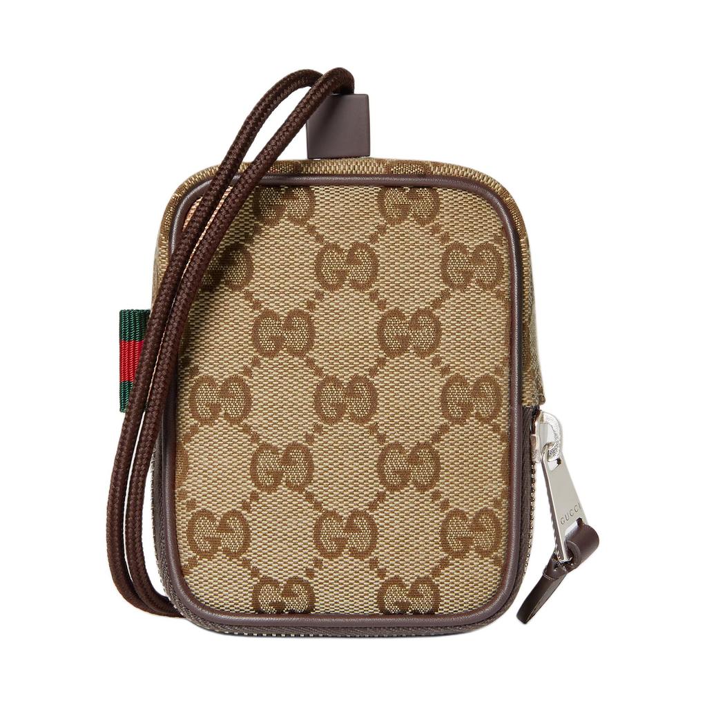 Gucci Логотип Принт Дизайн с цветовыми блоками Холст GG Мини-кошелек Мужской кошелек Коричневый 834270-FAEOO-9843