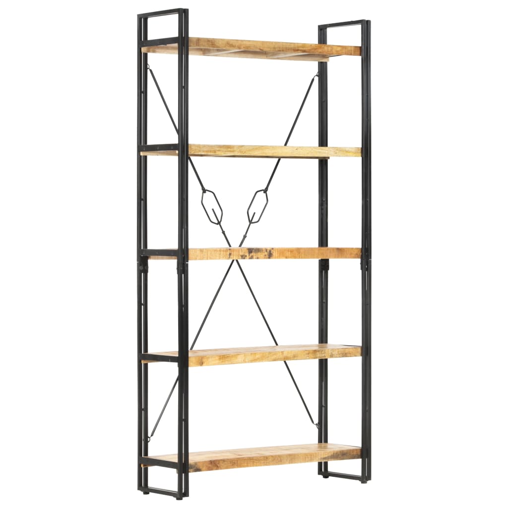 Bookshelf with 5 Shelves 90 x 30 x 180 cm Solid Mango Wood