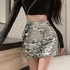 Sequined Mini Skirts Women Bling A-line High Waist Hip Wrapped Skirt Skinny Girls Slim Summer Spring Praty Elegant Evening Skirt