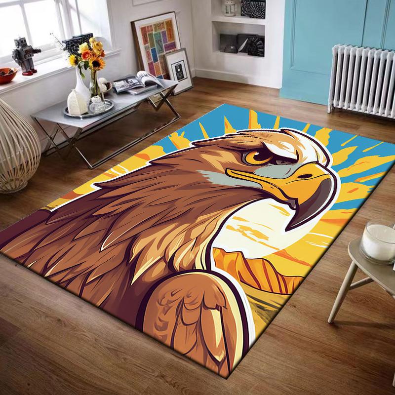 Majestic Eagle with Sunset Backdrop Non-slip rug suitable for living room and bedroom sofas