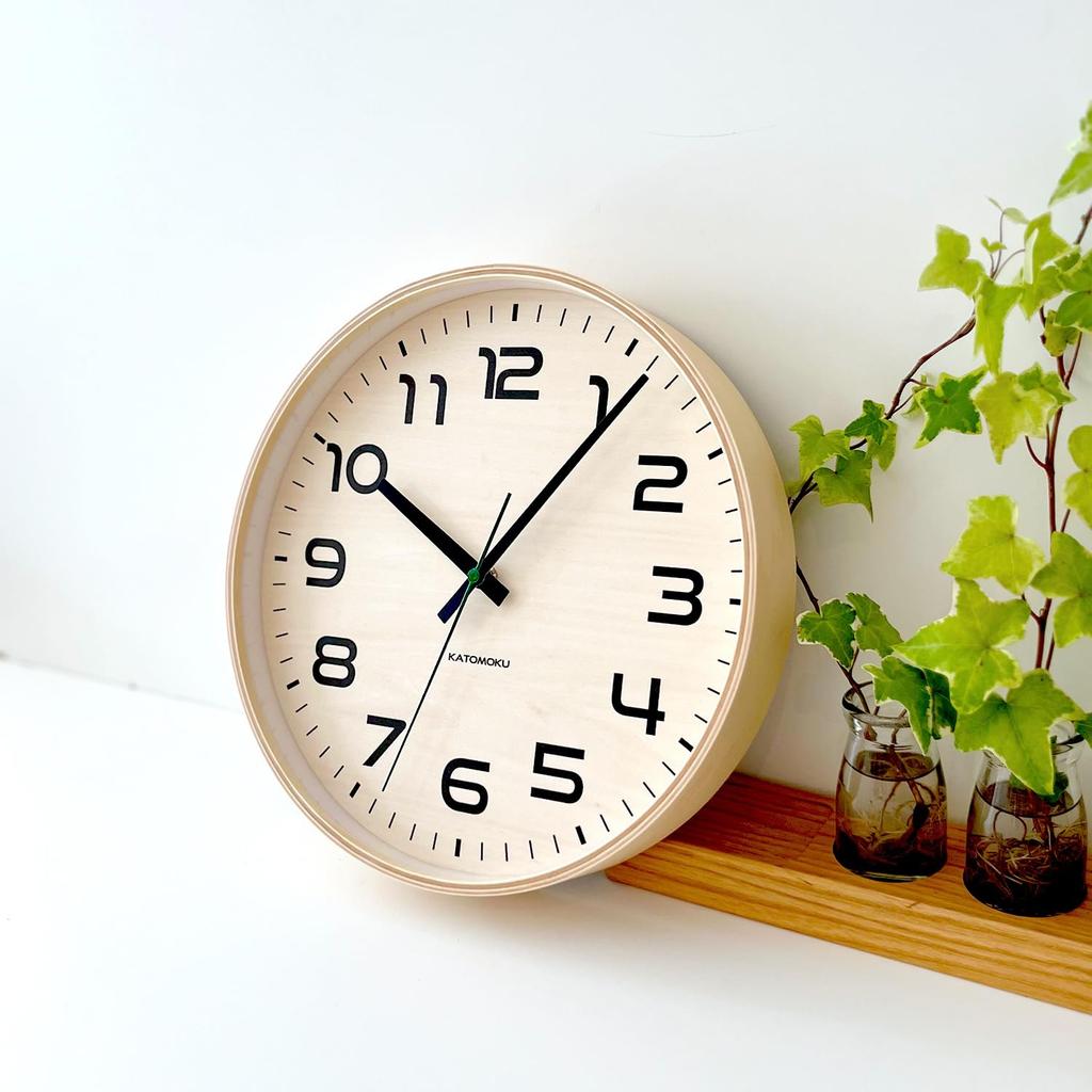 KATOMOKU plywood clock 23 Natural Wall Clock with Continuous Second km-145NARCS Hand, 304mm (SKP Radio-Controlled Clock)
