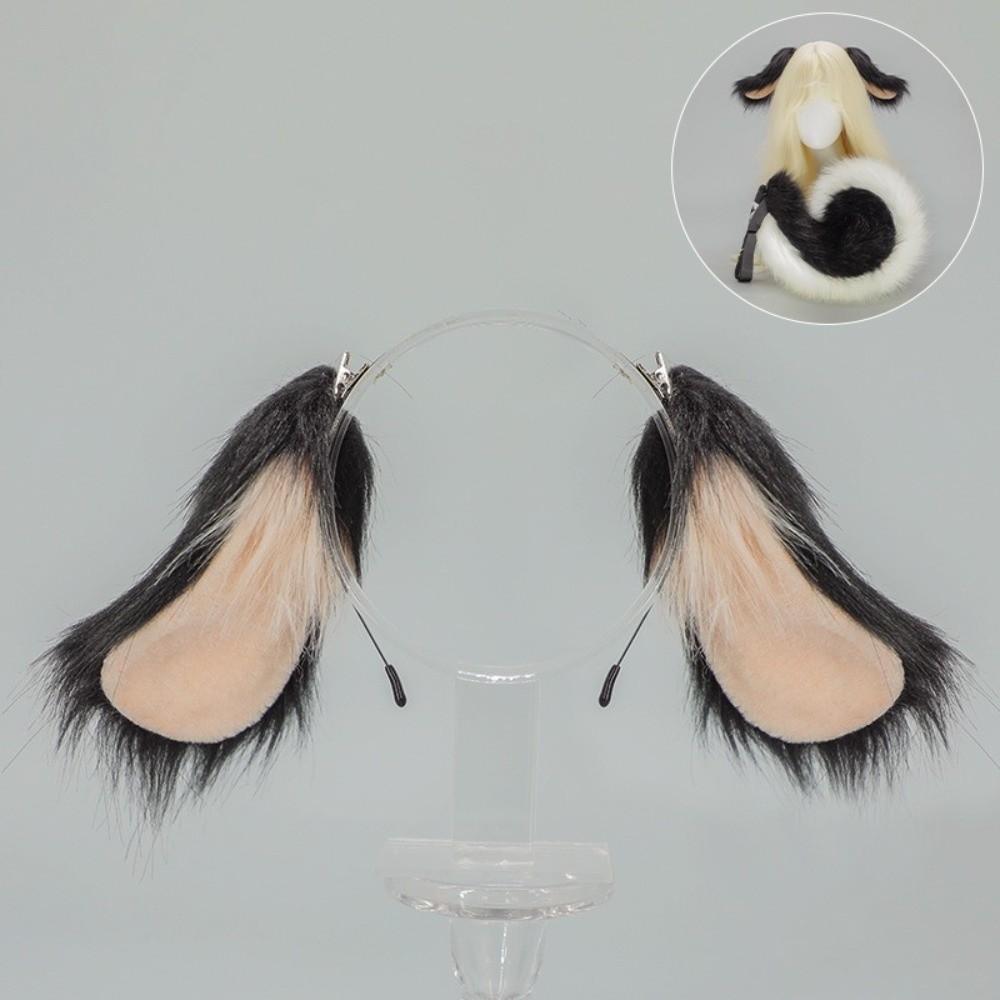 Furry Dog Ears Tail Set Rabbit Animal Ears Headband Plush Animal Tail Cosplay Costume