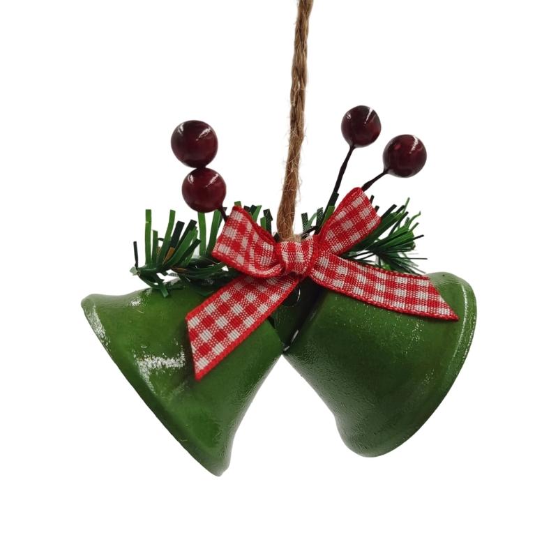 Holiday Bells Ornament Metal Bells Hanging Decoration for Christmas Tree Door Window Indoor and Outdoor Holiday Ornament