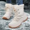 Fashion Boots for Women Winter Snow Boots Plush Warm Cotton Shoes Large Size Wear-resistant Sports High Top Thick Soled Hiking Shoes