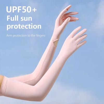 Солнцезащитные женские летние перчатки с защитой от ультрафиолета UPF50+, длинные перчатки Ice Silk для верховой езды и вождения
