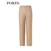 PORTS Women's Fawn Brown Cropped Slim-Fit Casual Pants