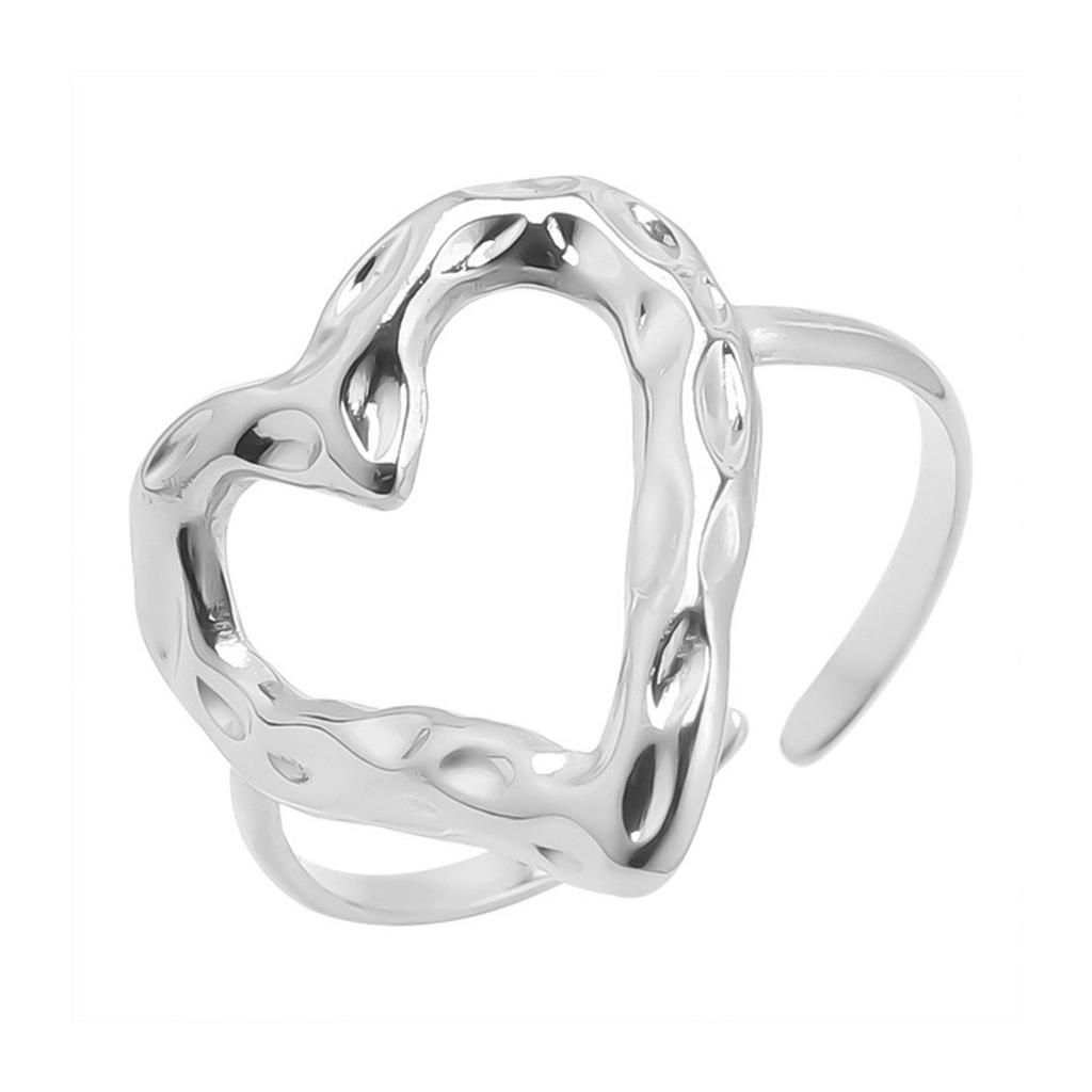 Adjustable Heart Shaped Rings Jewelry Stainless Steel Sweetheart Rings Open Adjustable Rings Jewelry for Fashionistas