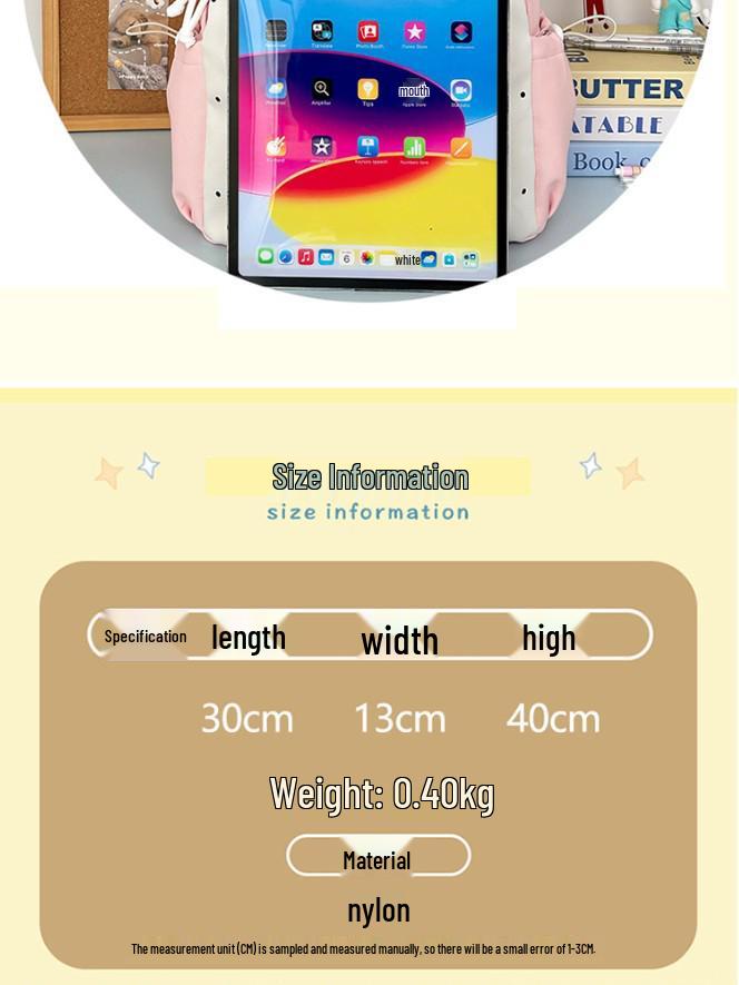 Japanese Anime Style Cute Girl Lightweight Backpack with Large Capacity and High-Value Brooch for Elementary Students