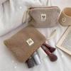 Plush Cosmetic Bag Portable Ladies Wash Bag Large Capacity Multi-function Casual Fashion Cute Bear Pattern for Weekend Vacation