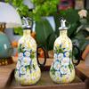 Flowers Plants Ceramic Olive Oil Bottle Soy Sauce Vinegar Multifunctional Kitchen Seasoning Drainage Bottle Kitchen Accessories