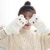 Women Girls Cute Half Finger Gloves Winter Flap Dual-purpose Thicken Mittens Gloves