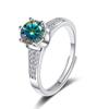 Bague Ringen Real 1ct Round VVS D Moissanite Diamond Ring For Women S925 Sterling Silver Jewelry Six Claw Opening Adjustable Rings