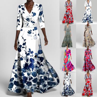 Женские модные платья-рубашки с рукавом пять точек, праздничное платье, длинное платье