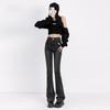 6880 High Street Retro High-waisted Micro-pull Jeans Women's 2025 New Slim-fitting and Thin Floor-mopping Jeans