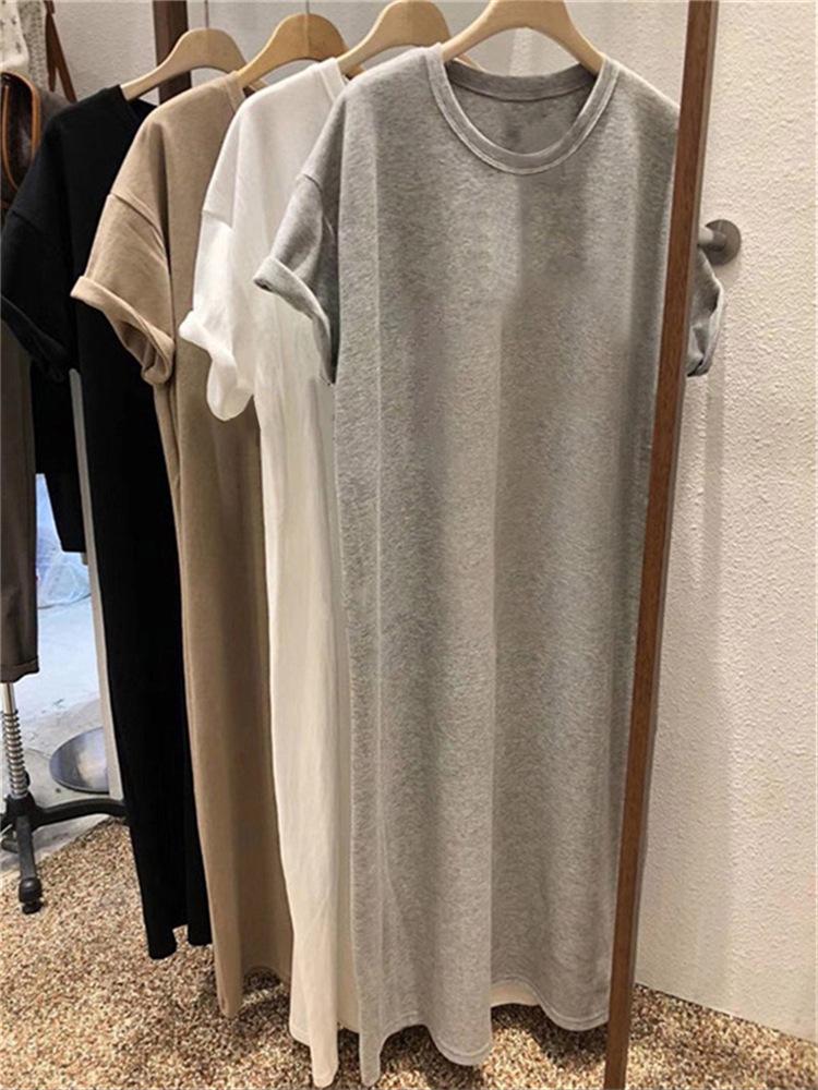 Женское летнее повседневное платье в корейском стиле, свободного кроя, средней длины, выше колена