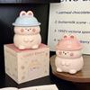 Креативная керамическая кружка в форме кролика с крышкой, трехмерный дизайн, мультяшная бытовая чашка для молока и овсянки, сувенир