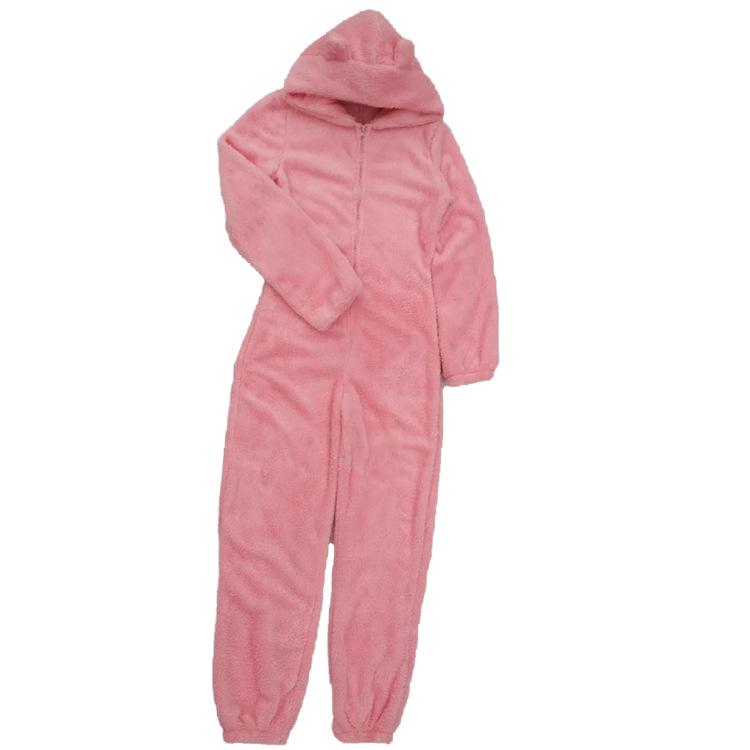 Женская фланелевая пижама с милым медведем на осень и зиму, фланелевая теплая пижама на молнии, брюки с длинными рукавами, комбинезон, одежда для сна