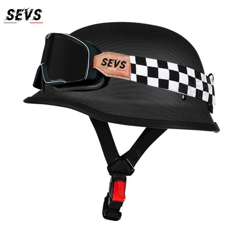 Carbon Fiber Motorcycle Helmet Retro Cruiser Vintage German Style Men Women