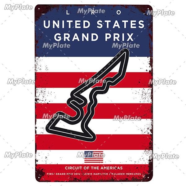 Гоночный трек металлический знак винтажная табличка сервиз жестяная вывеска настенный декор для гаража гоночный автомобиль пластина поделки постер F1 игра на заказ