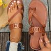 Большие размеры 2025 летняя новая обувь модные туфли на плоской подошве корейская версия сандалий римская обувь пляжная обувь женская обувь