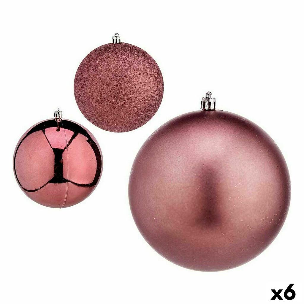 Set of Christmas Balls Pink Plastic Ø 12 Cm (6 Units)