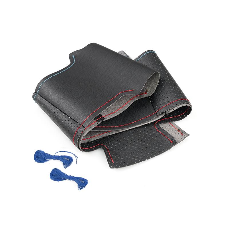 Оплетка на руле для BMW M Sport M3 E90 E92 E93 E81 E82 E87 X1 E84, кожаный чехол на руль автомобиля, черно-красная синяя линия