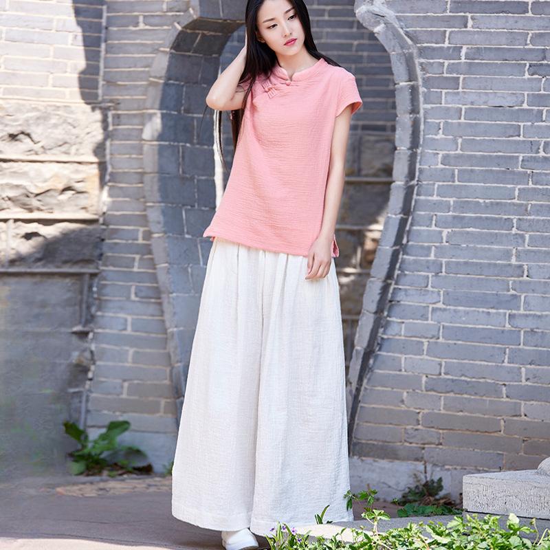 Spring Fashion Cotton Wide Leg Pants Plus Size Female Loose Casual Cotton Linen Pants Trouser Vintage Long Pants