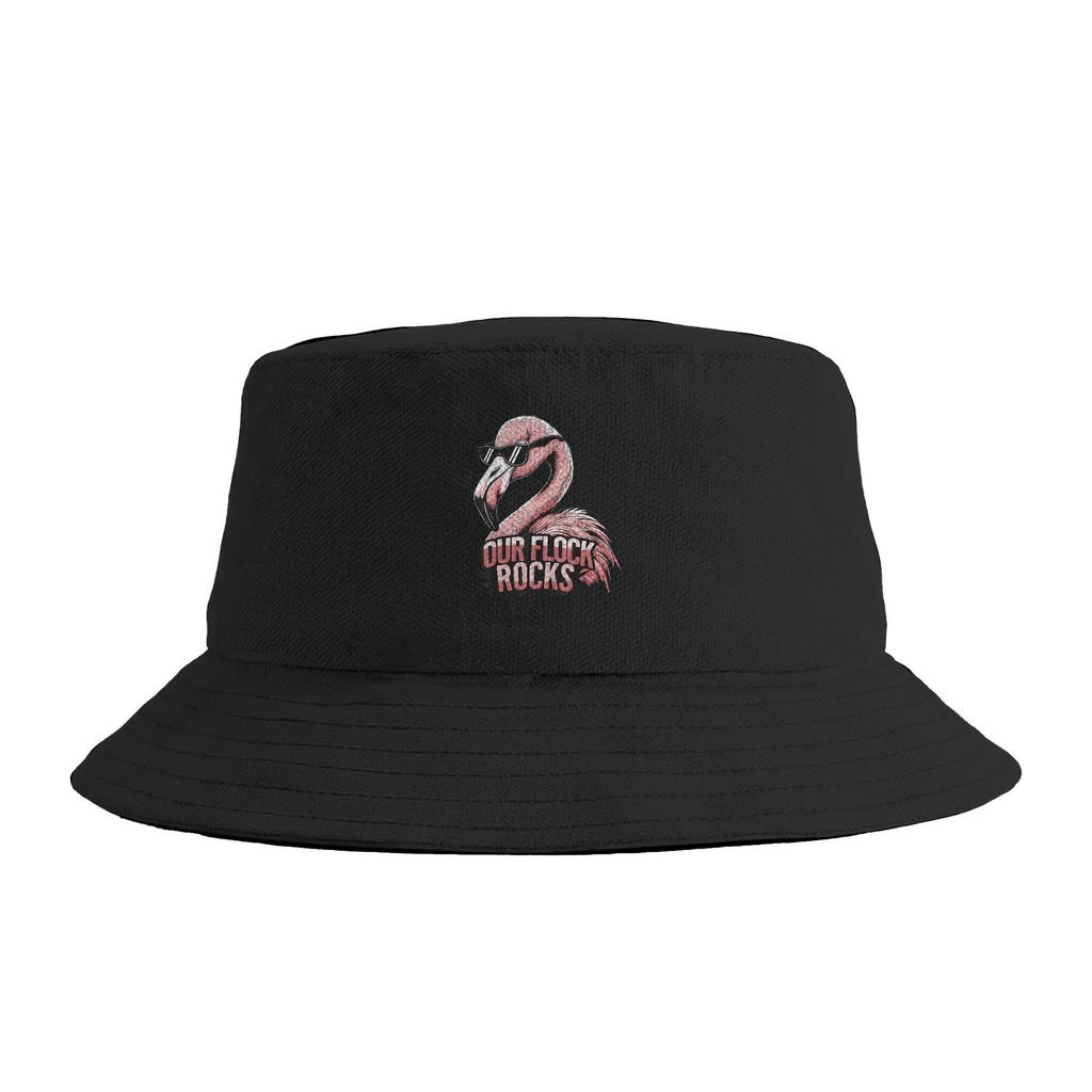 Our Flock Rocks Flamingo Summer Vacation Family Bucket Hat Street Style FisherUnisex Caps For Unisex Women Casual Hunting Sun Hats