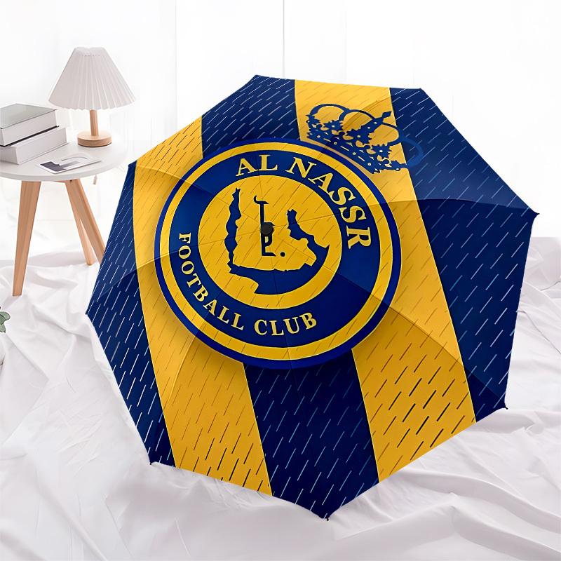 Al Nassr, Football Club Automatic Opening and Closing, 8 rib Structure Portable Umbrella, Suitable for Men and Women in All Seasons Perfect
