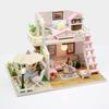 Кукольный домик, набор для сборки, деревянная головоломка, модель здания, игрушка, украшение спальни с мебелью, деревянный кукольный домик