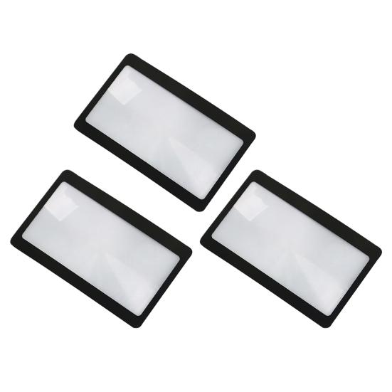 3X PVC Fresnel Lens Magnifier Pocket Credit Card Size PVC Frame Lightweight High Safety Square Lens Shape Magnifier