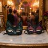 Eye Catching Prom Mask Cat Half Face Mask, Halloween Glitter Venetian Masquerade Flexible Rhinestone Ear for Party Costume Cosplay Lightweight