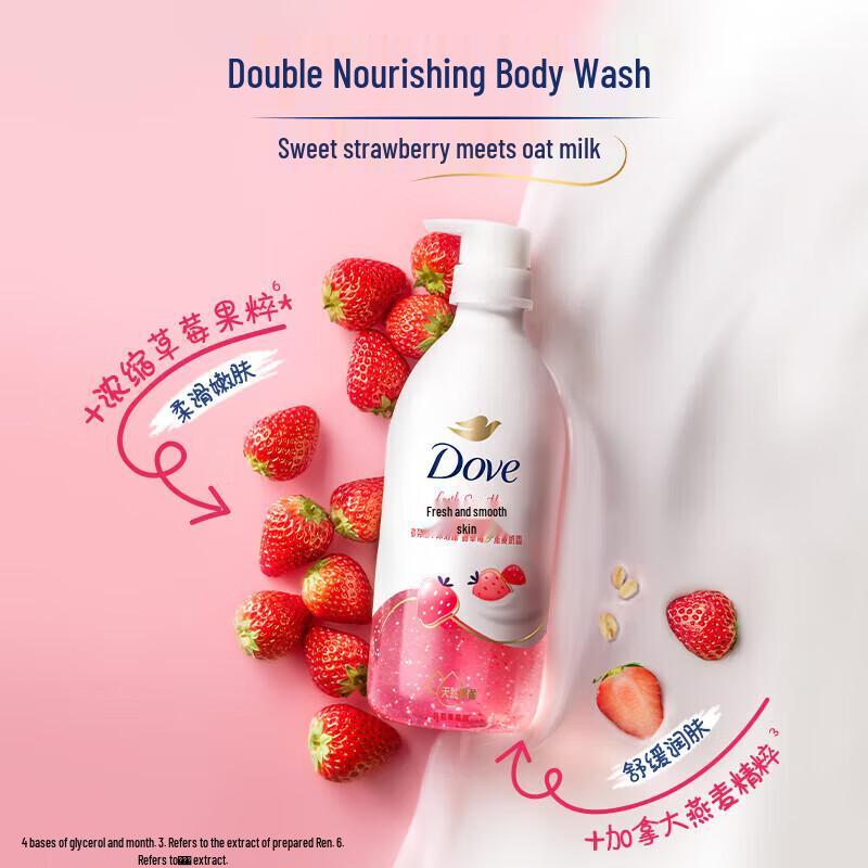 Гель для душа Dove «Сладкая клубника» с овсяным молоком