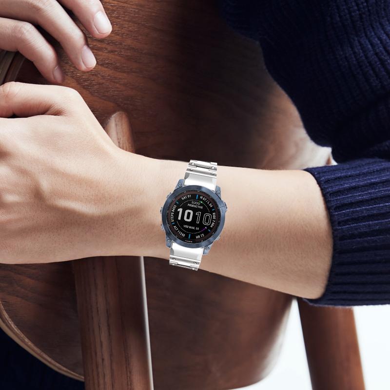 Металлический ремешок для часов из нержавеющей стали 22 мм 26 мм Quick Fit для Garmin Fenix 6 6X 7X 7 Solar/ 6 Pro / 5 Plus/ Instinct/epix Gen 2