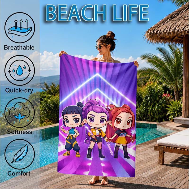 Kpop Demon Hunters: Starlight Adventure Beach Towel, Quick-drying, Easy to Care for, Suitable for Both Fitness and Beach Vacations,Sports Essential