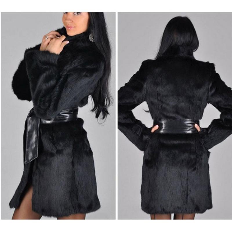 New Autumn and Winter Women's Clothing Imitation Fur Mink Coat Fox Fur Coat Medium and Long Imitation Fur Belt