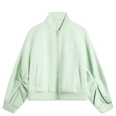 Li Ning Sports Lifestyle Series Casual Simple Solid Color Letter Zipper Baseball воротник Jacket Women jackets Ice-Green AWDV418-5