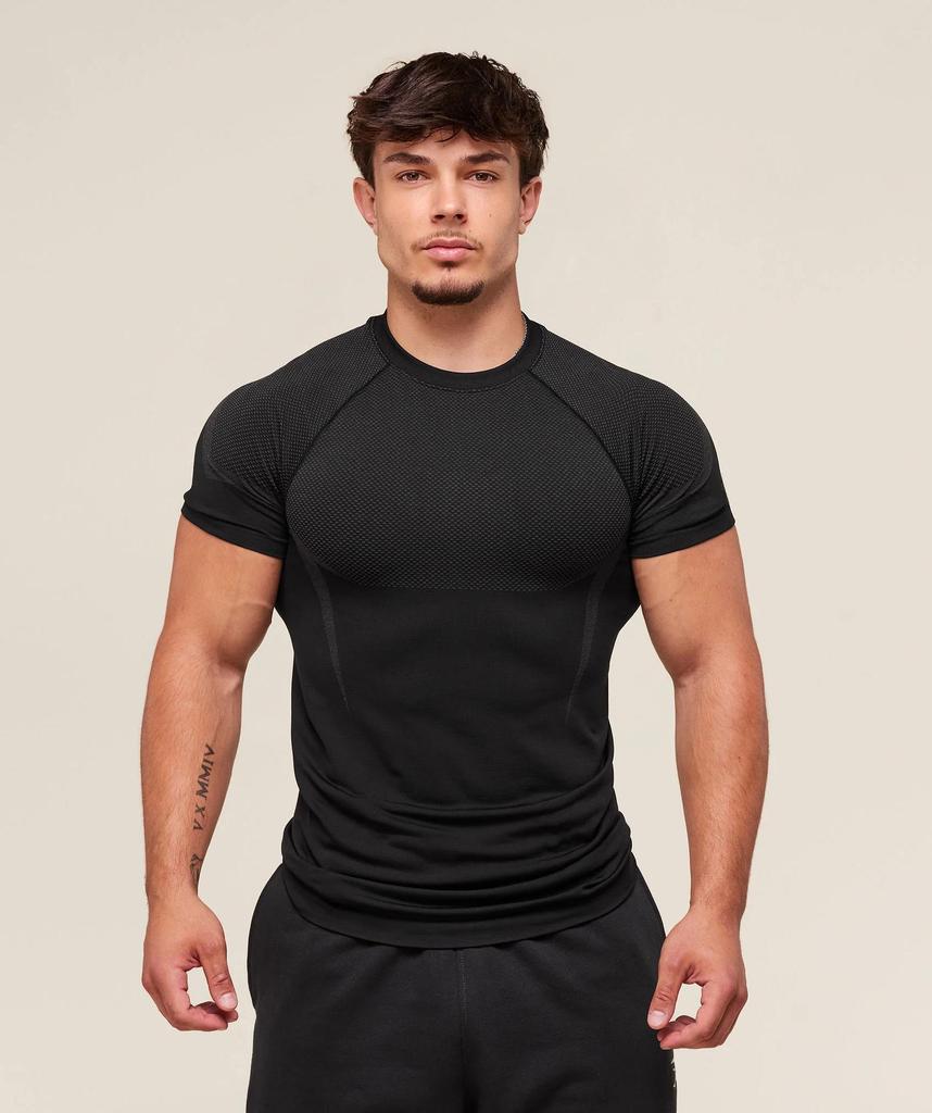 Мужская дышащая компрессионная футболка GYMSHARK с коротким рукавом, для тренировок, быстросохнущая